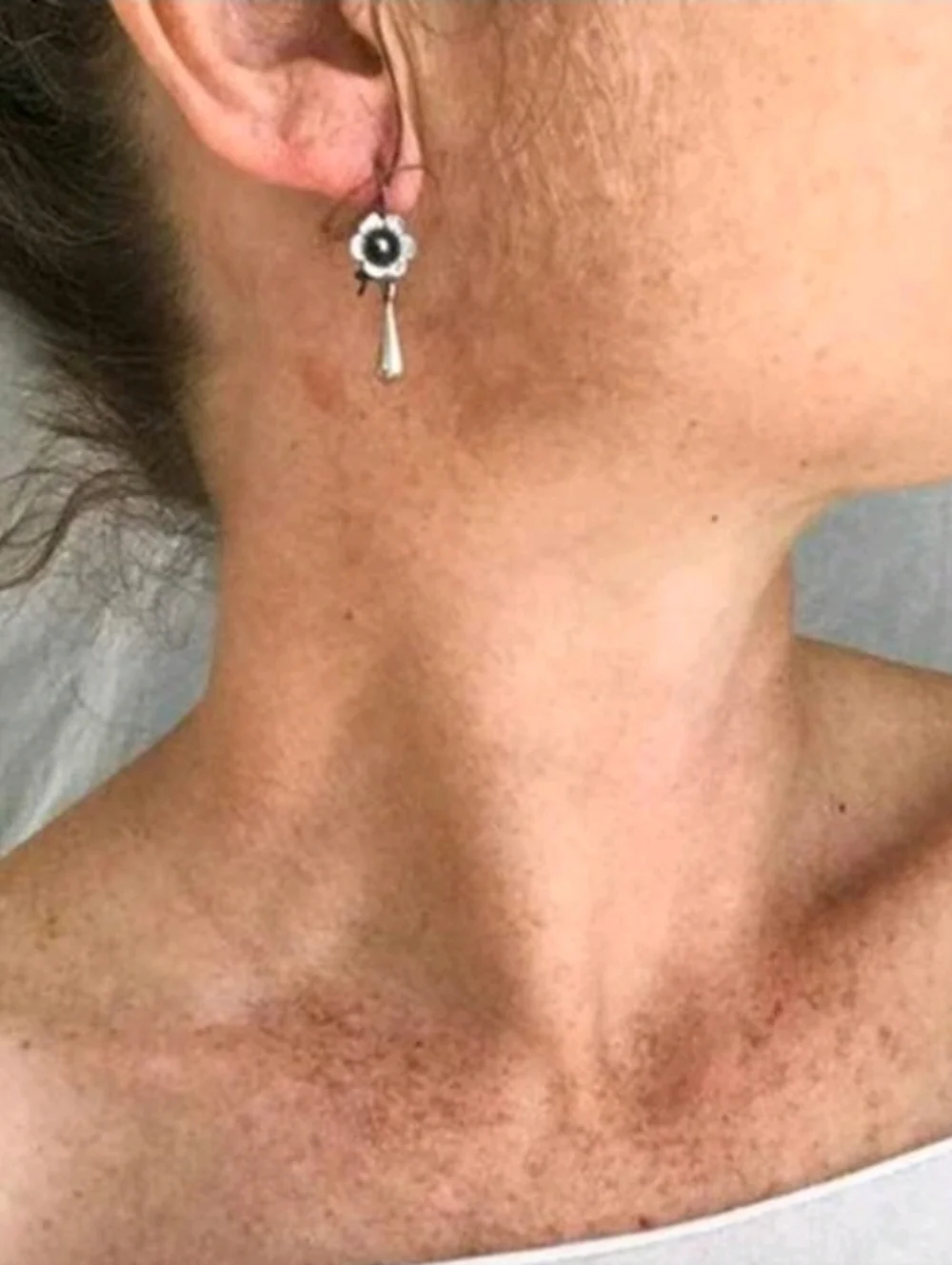 Silver Flower Drop Earrings - Picture 2 of 2